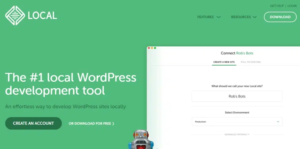 Local by Flywheel — environnement local pour refonte WordPress Interface Local by Flywheel pour créer un environnement de développement WordPress en local